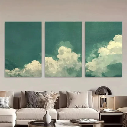 3pcs Sky Abstract Vintage Moody Cloud Metal Print Ready to Hang Art - Bella Home Decor