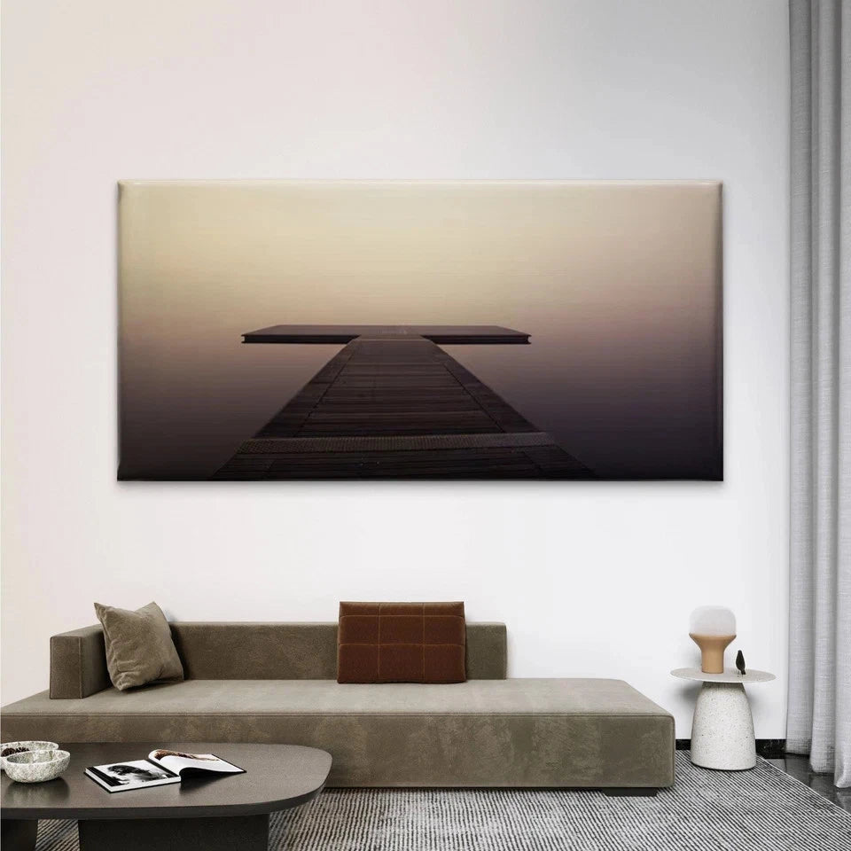 Mysterious Wooden Pier Wall Art Canvas Office Home Room Framed 120x60cm
