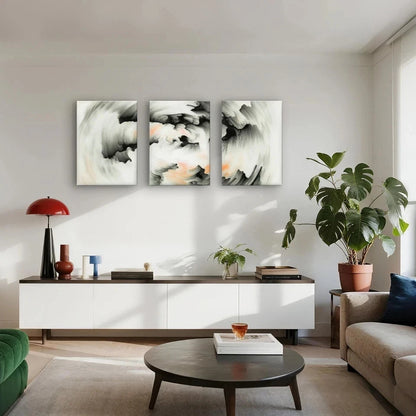 3pcs Modern Abstract Paint Swirl Minimalist Wall Art Set Canvas Framed 60x90cm - High Quality Print 100% Australian Made Wall Canvas Ready to Hang