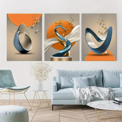 3pcs Golden Leaf & Water Drop Designs Perfect Wall Art Set Canvas Framed 40x60cm - High Quality Print 100% Australian Made Wall Canvas Ready to Hang - Bella Home Decor
