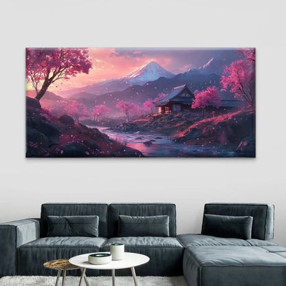Tranquil Stream Landscape Wall Art Canvas Office Home Room Framed 120x60cm