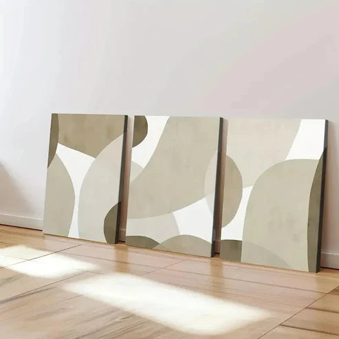 3pcs Mid Century Earth Tone Abstract Geometric Wall Art Canvas Unframed - High Quality Print 100% Australian Made Wall Canvas