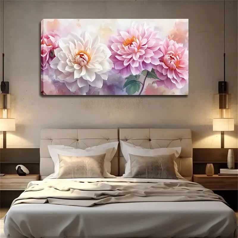Dense Petals Floral Modern Wall Art Canvas Office Home Room Framed 120x60cm - Bella Home Decor