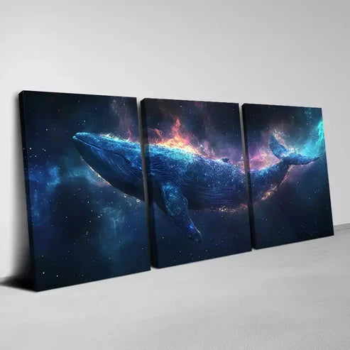 3pcs Magical Abstract Whale on Space Atmosphere Wall Art Canvas Unframed - High Quality Print 100% Australian Made Wall Canvas