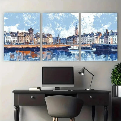 3pcs Aberdeen Scotland City Scotland Perfect Wall Art Set Canvas Framed 50x70cm - High Quality Print 100% Australian Made Wall Canvas Ready to Hang - Bella Home Decor