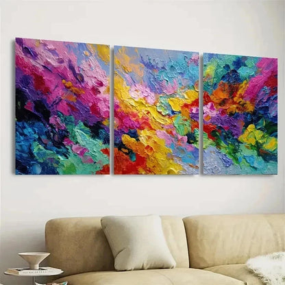 3pcs Vibrant Abstract Colorful Swirls Wall Art Set Canvas Framed 60x90cm - High Quality Print 100% Australian Made Wall Canvas Ready to Hang