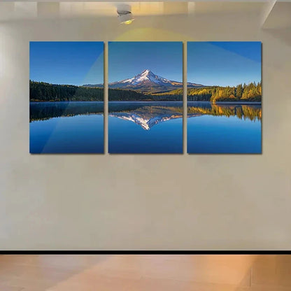 3pcs Mount Hood's Reflection In The Lake  Wall Art Set Canvas Framed 40x60cm - High Quality Print 100% Australian Made Wall Canvas Ready to Hang