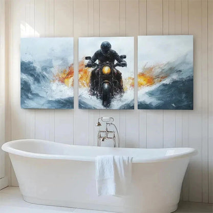3pcs Through Waves Dynamic Abstract Perfect Wall Art Set Canvas Framed 50x70cm - High Quality Print 100% Australian Made Wall Canvas Ready to Hang