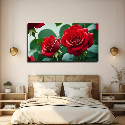 Crimson Rose Attractive Wall Art Canvas Office Home Room Framed 120x60cm