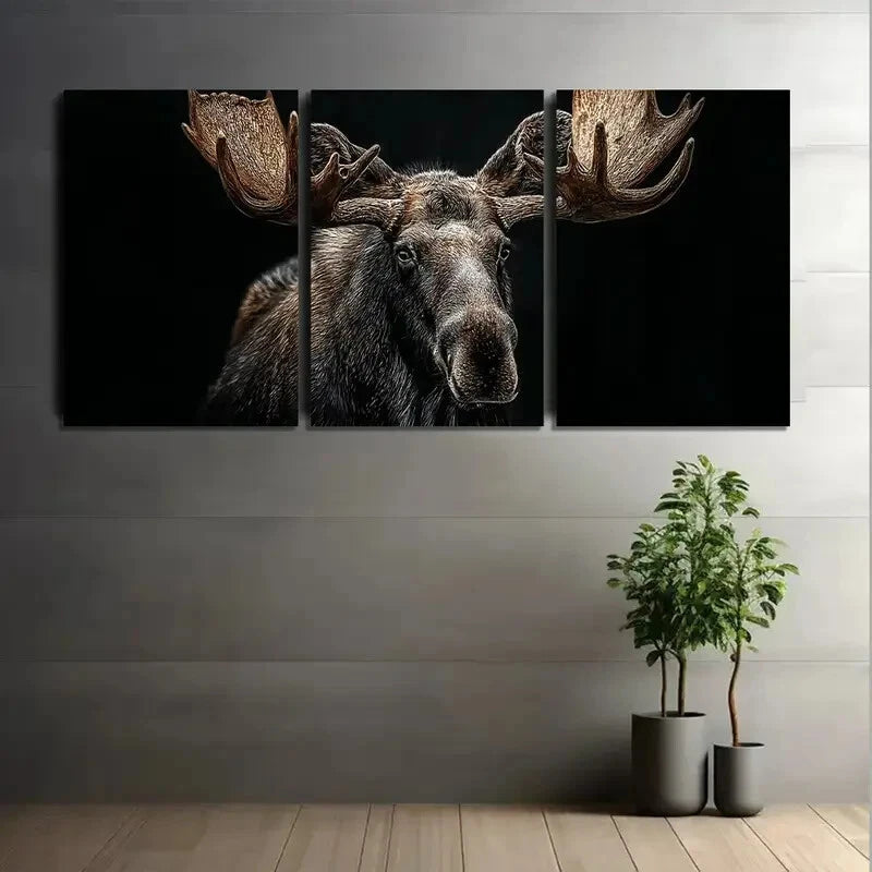3pcs Rustic Moose Feel The Raw Power Nature Metal Print Ready to Hang Art - Bella Home Decor