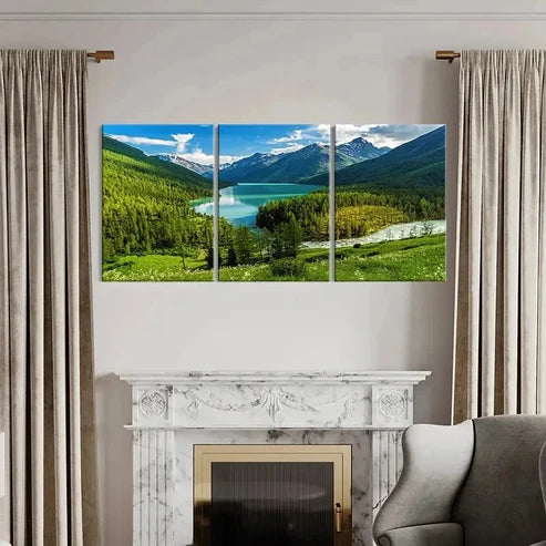 3pcs Vibrant Mountain & Lake Landscape Wall Art Canvas Unframed - High Quality Print 100% Australian Made Wall Canvas