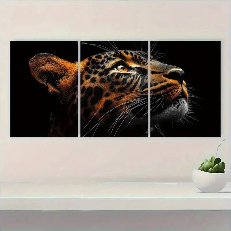 3pcs Leopard Whimsical Wild Animal Design  Wall Art Set Canvas Framed 60x90cm - High Quality Print 100% Australian Made Wall Canvas Ready to Hang