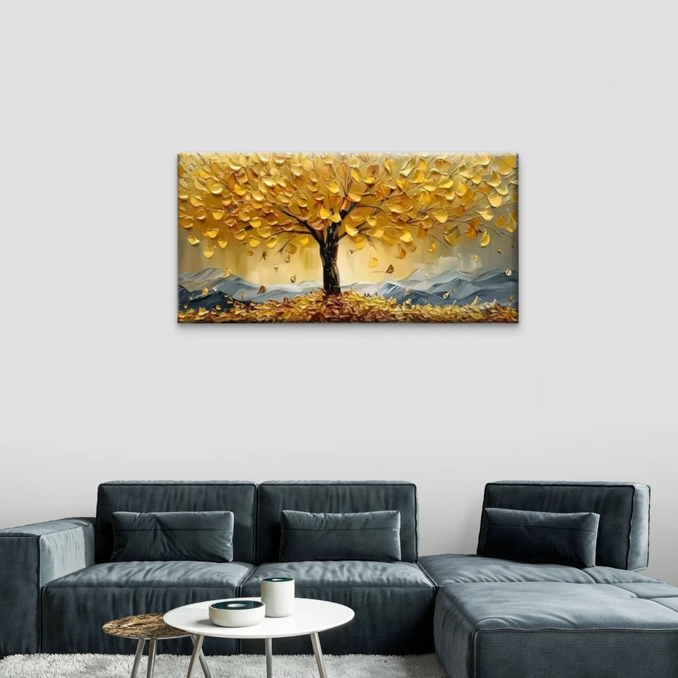 A Tree Leaves Abstract Wall Art Canvas Office Home Room Framed 120x60cm
