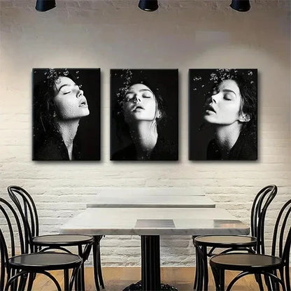3pcs Elegant Woman with Water Bubbles Perfect Wall Art Canvas Unframed - High Quality Print 100% Australian Made Wall Canvas