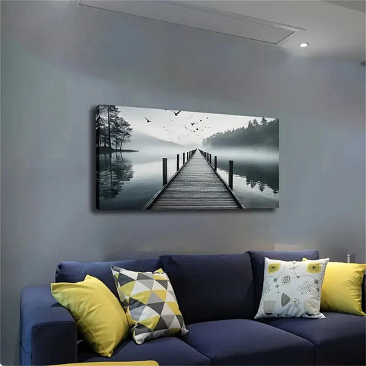 Modern Minimalist Landscape Wall Art Canvas Office Home Room Framed 120x60cm