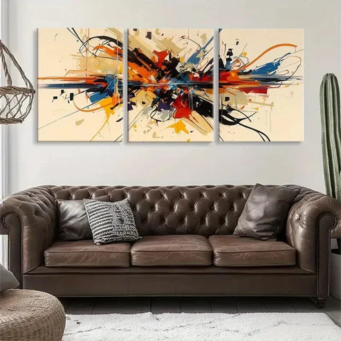 3pcs Explosion of Colors Abstract Perfect Wall Art Set Canvas Unframed - High Quality Print 100% Australian Made Wall Canvas