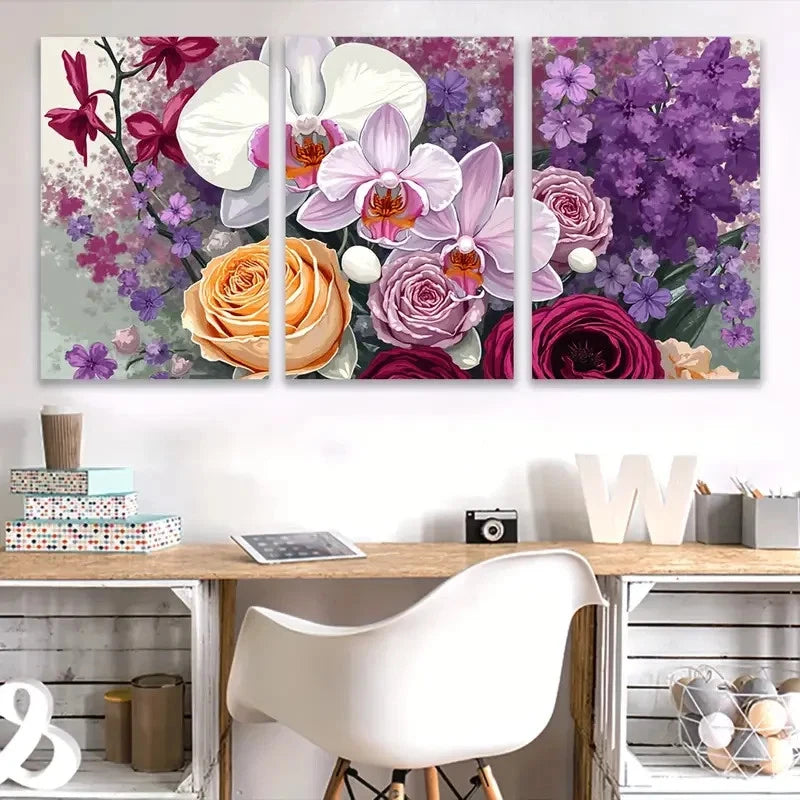 3pcs Artistic Floral Drawing Painting Wall Art Set Canvas Framed 40x60cm - High Quality Print 100% Australian Made Wall Canvas Ready to Hang - Bella Home Decor