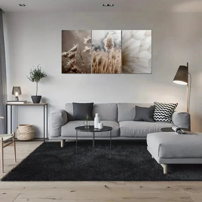3pcs Elegance Dandelion Thistle and Feather Metal Print Ready to Hang Art