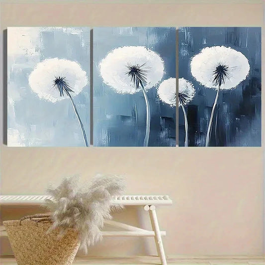 3pcs Minimalist Dandelion Wall Art Set Canvas Framed 60x90cm - High Quality Print 100% Australian Made Wall Canvas Ready to Hang