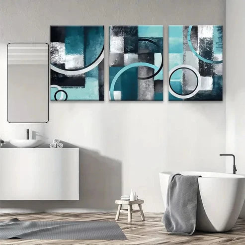 3pcs Combo - Folk Green Blue Wall Art Set Canvas Unframed - High Quality Print 100% Australian Made Wall Canvas - Bella Home Decor