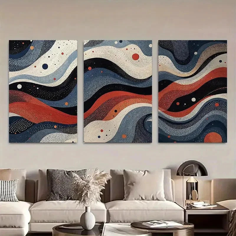3pcs Galaxy Festival Inspired Abstract Painting Metal Print Ready to Hang Art - Bella Home Decor