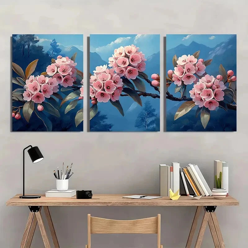 3pcs Mountain Laurel Flower Art Nature Art Metal Print Ready to Hang Art - Bella Home Decor