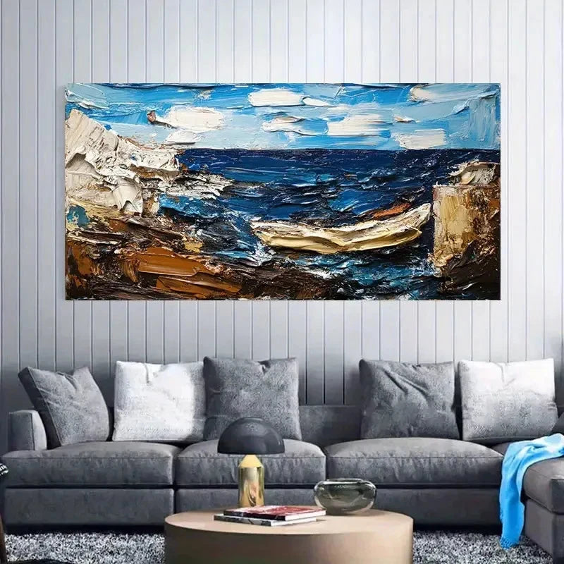 Decoration Realistic Seaside Wall Art Canvas Office Home Room Framed 120x60cm