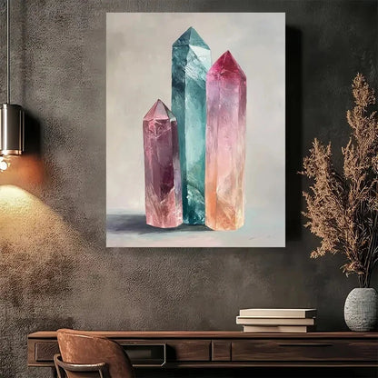 Beautiful Vibrant Pink Blue and Clear Geometric40x60cm Metal Print Ready to Hang - Bella Home Decor