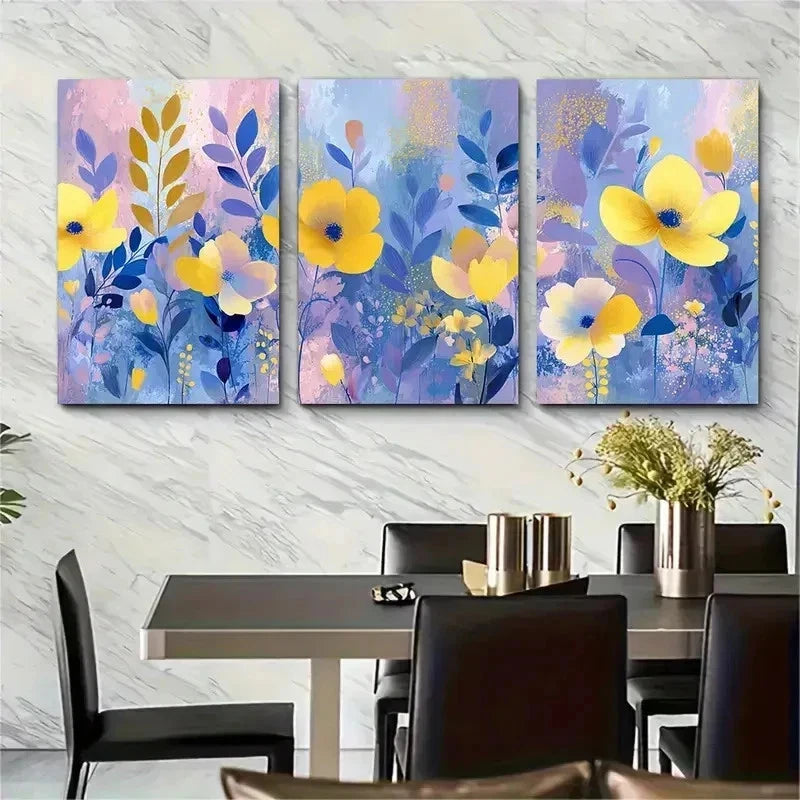 3pcs Spring Countryside Pastel Perfect Wall Art Set Canvas Framed 50x70cm - High Quality Print 100% Australian Made Wall Canvas Ready to Hang