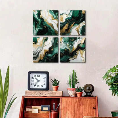 4pcs Emerald Green Wall Art Canvas Framed