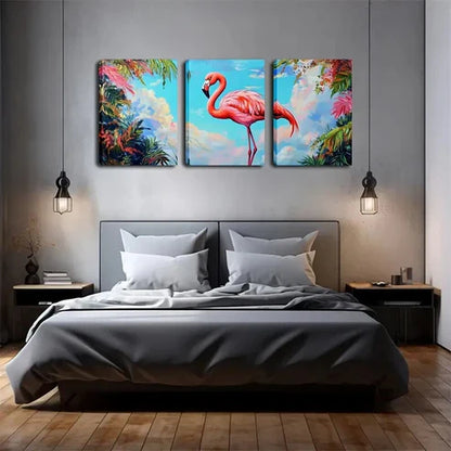3pcs Soft Blue And Pink Sky Tropical Dream Style Wall Art Set Canvas Unframed - High Quality Print 100% Australian Made Wall Canvas