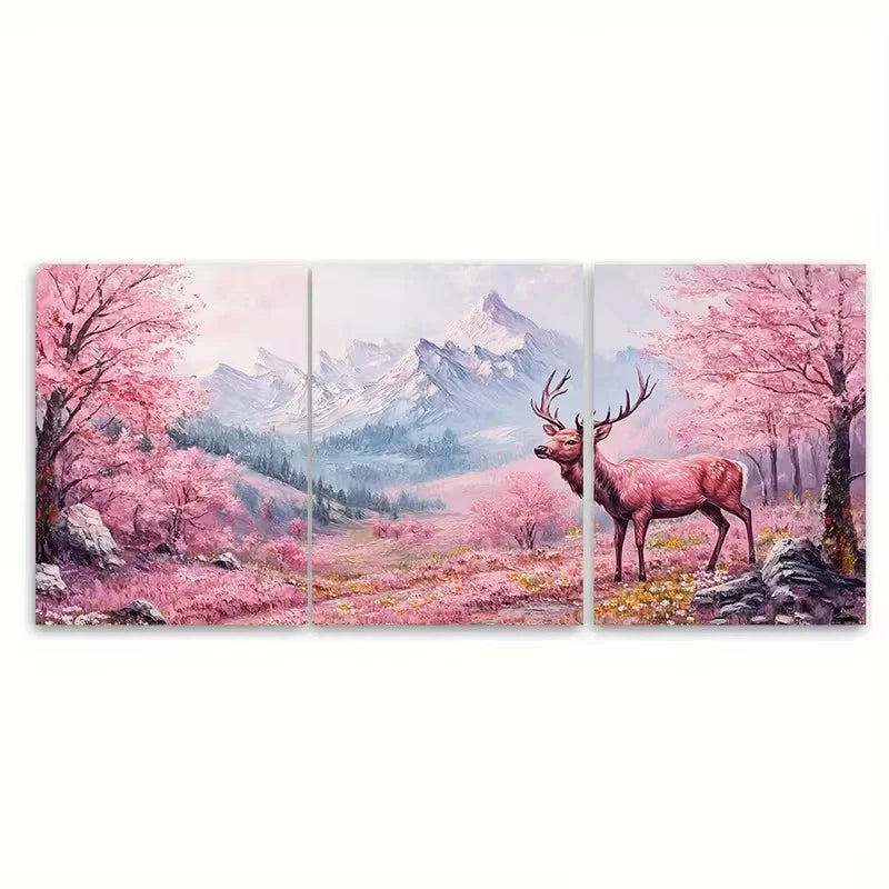 3pcs Pink Pastel Mountain Landscape Wall Art Set Canvas Framed 60x90cm - High Quality Print 100% Australian Made Wall Canvas Ready to Hang