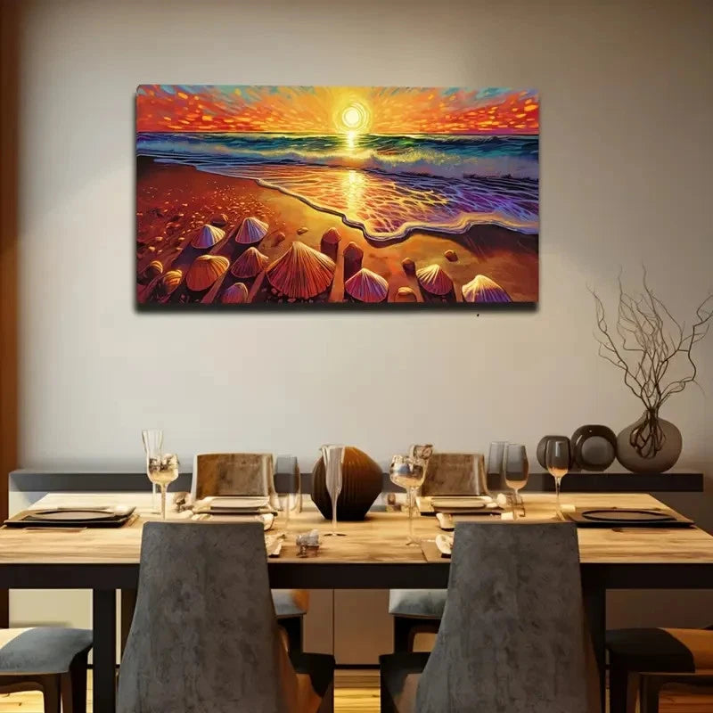 Seashells Vibrant Ocean Wall Art Canvas Office Home Room Framed 120x60cm