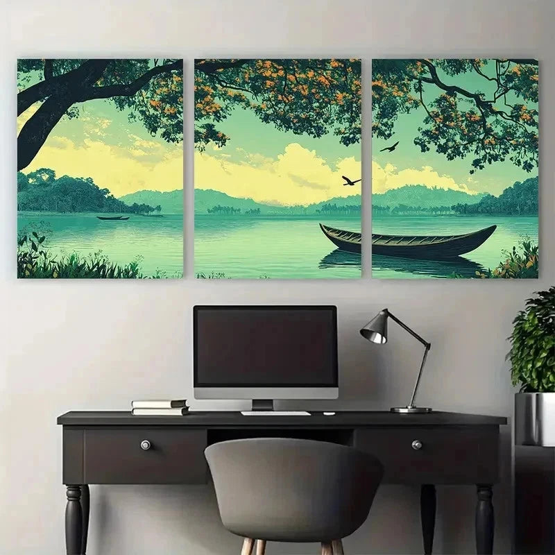 3pcs Bangladesh Travel Asian Decor Perfect Wall Art Set Canvas Framed 50x70cm - High Quality Print 100% Australian Made Wall Canvas Ready to Hang - Bella Home Decor