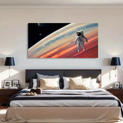 Vibrant Space Scene Planets Wall Art Canvas Office Home Room Framed 120x60cm