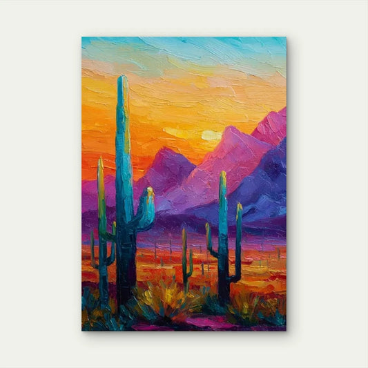 Saguaro Cacti & Desert Landscape 60x90cm Metal Print Ready to Hang