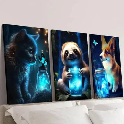 3pcs Magic Bottles and Glowing Butterflies Wall Art Canvas Unframed – High Quality Print 100% Australian Made Wall Canvas