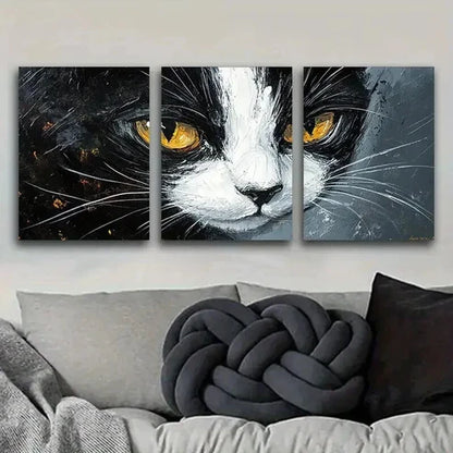3pcs Black And White Tuxedo Cat Decor Perfect Wall Art Canvas Unframed – High Quality Print 100% Australian Made Wall Canvas - Bella Home Decor