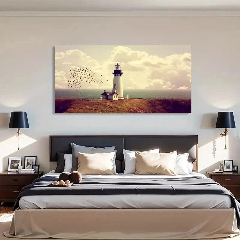 Lighthouse Tower Seascape Wall Art Canvas Office Home Room Framed 120x60cm