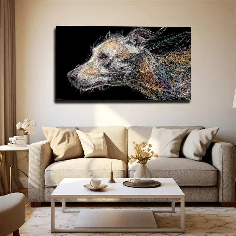 Abstract Dog Portrait Decor Wall Art Canvas Office Home Room Framed 120x60cm
