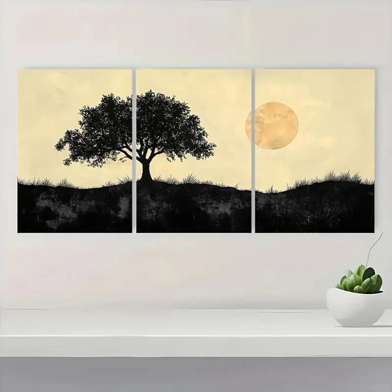 3pcs Abstract Oak Tree AT Wall Art Set Canvas Framed 60x90cm - High Quality Print 100% Australian Made Wall Canvas Ready to Hang - Bella Home Decor