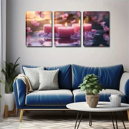3pcs Whimsical Fairy in Water with Pink Petals Wall Art Canvas Unframed - High Quality Print 100% Australian Made Wall Canvas