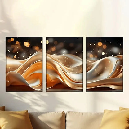 3pcs a Golden and white with a lot of lights Wall Art Set Canvas Framed 60x90cm - High Quality Print 100% Australian Made Wall Canvas Ready to Hang - Bella Home Decor