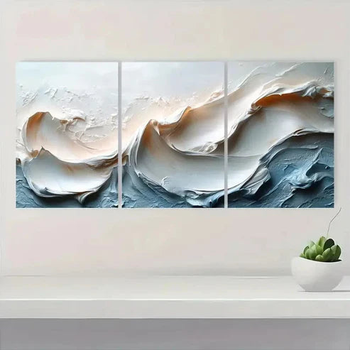 3pcs White Abstract Texture Painting Wall Art Canvas Unframed - High Quality Print 100% Australian Made Wall Canvas - Bella Home Decor