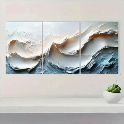 3pcs White Abstract Texture Painting Wall Art Canvas Unframed - High Quality Print 100% Australian Made Wall Canvas - Bella Home Decor