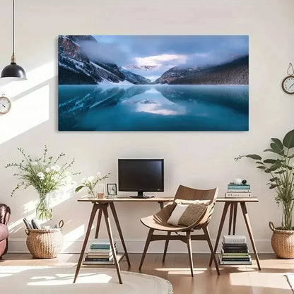 Frozen Echoes Lake Louise Wall Art Canvas Office Home Room Framed 120x60cm