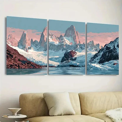 3pcs Los Glaciares National Park Travel Poster Wall Art Canvas Unframed - High Quality Print 100% Australian Made Wall Canvas - Bella Home Decor
