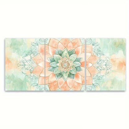 3pcs Palette of Peach, Mint Green Wall Art Set Canvas Framed 60x90cm – High Quality Print 100% Australian Made Wall Canvas Ready to Hang