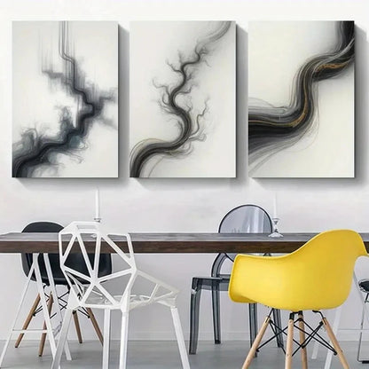 3pcs Black & White Swirls Home Deco  Wall Art Set Canvas Framed 50x70cm - High Quality Print 100% Australian Made Wall Canvas Ready to Hang - Bella Home Decor