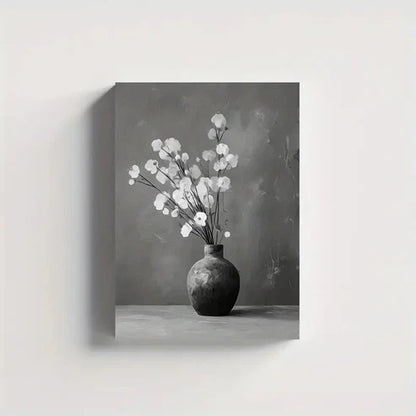 Black & White Floral Arrangement Painting 60x90cm Metal Print Ready to Hang